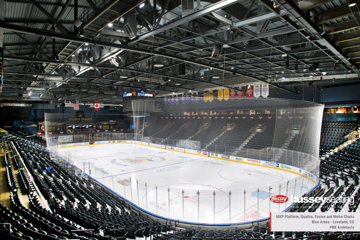 Blue Arena fixed and telescopic seating