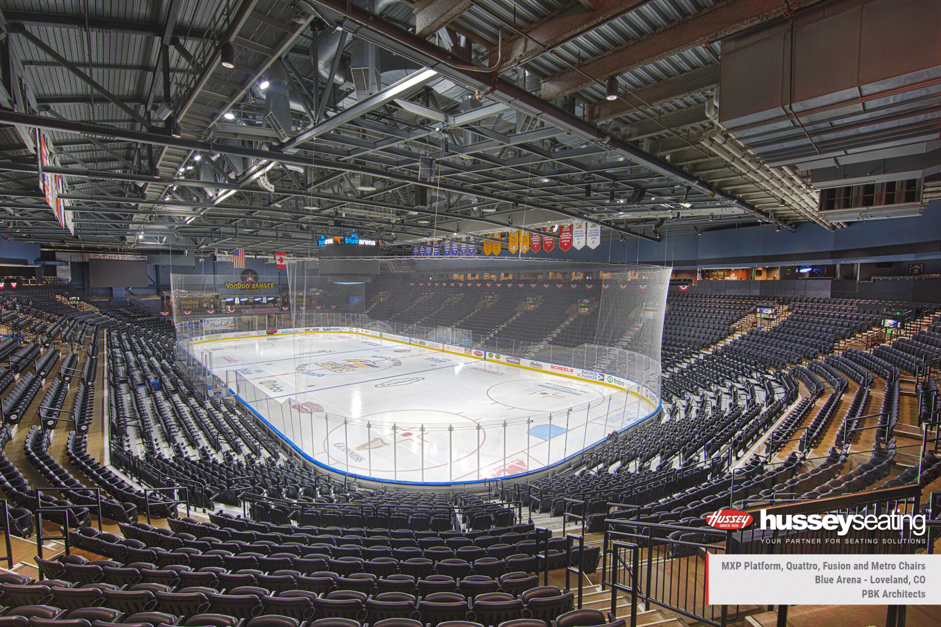 Blue Arena fixed and telescopic seating